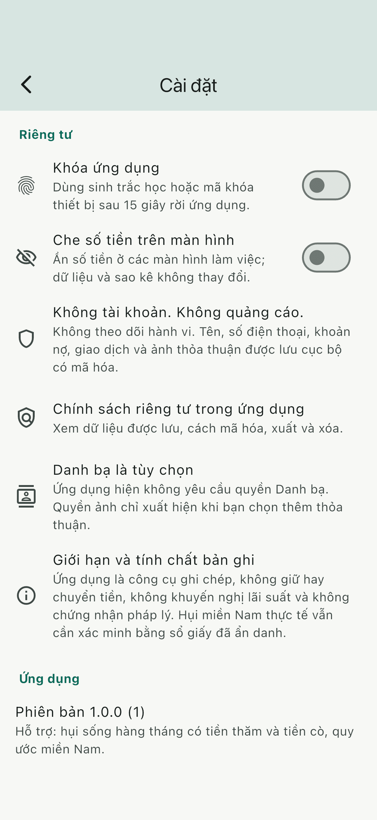 Cài đặt bảo mật và quyền riêng tư